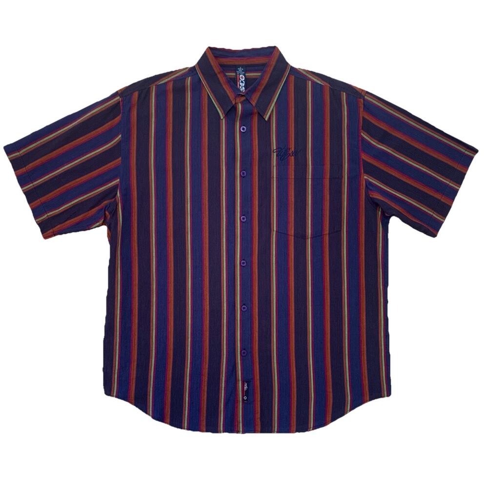 Willie Esco FUBU FB 03 Striped Button Down Shirt Mens Large Y2K Streetwear